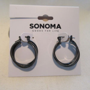 NEW SONOMA Black Triple Hoop Earrings